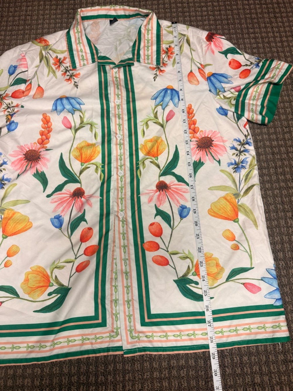 Manfinity Floral Botanical Camp Shirt Retro Resort Statement Button Front - Picture 4 of 5